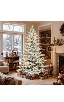 6ft White Flocked Christmas Tree (box Never Opened)