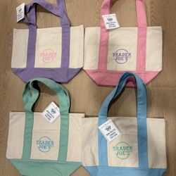 Brand New - 4 Colors - Trader Joe’s Mini Pastel Canvas Tote Bag - Spring 2025 Limited - $10 For One
