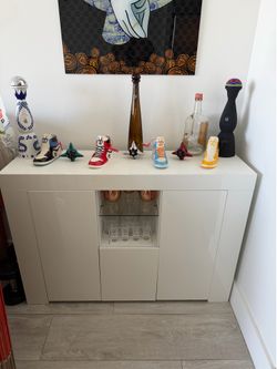 For Sale: White Bar Cabinet with LED Lights