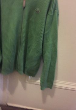 Light green ribbed Lacoste cardigan with zipper