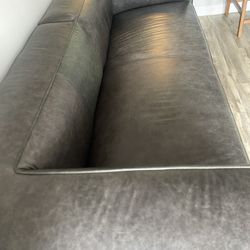 CB2 Crate Barrel Black leather Sofa Rodez 91" 