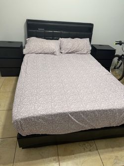 Black full Bed Frame with Nightstands