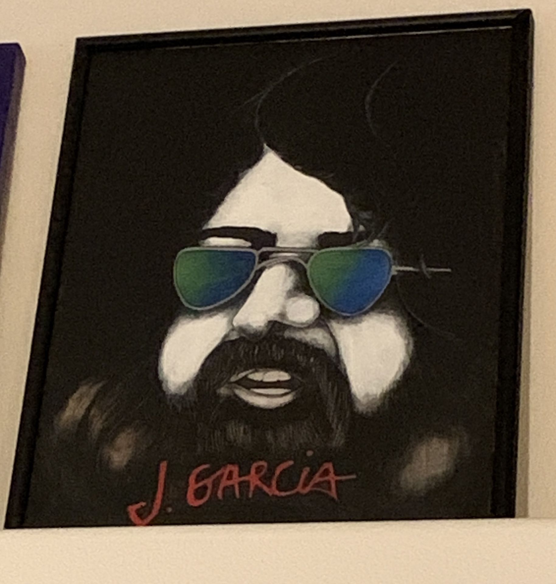 Jerry Garcia Chalk Drawing In Frame