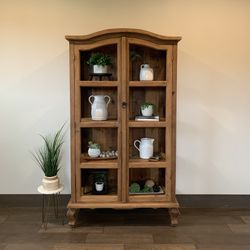 Solid reclaimed arched  pine wood cabinet/hutch/curio/bookcase/Buffet