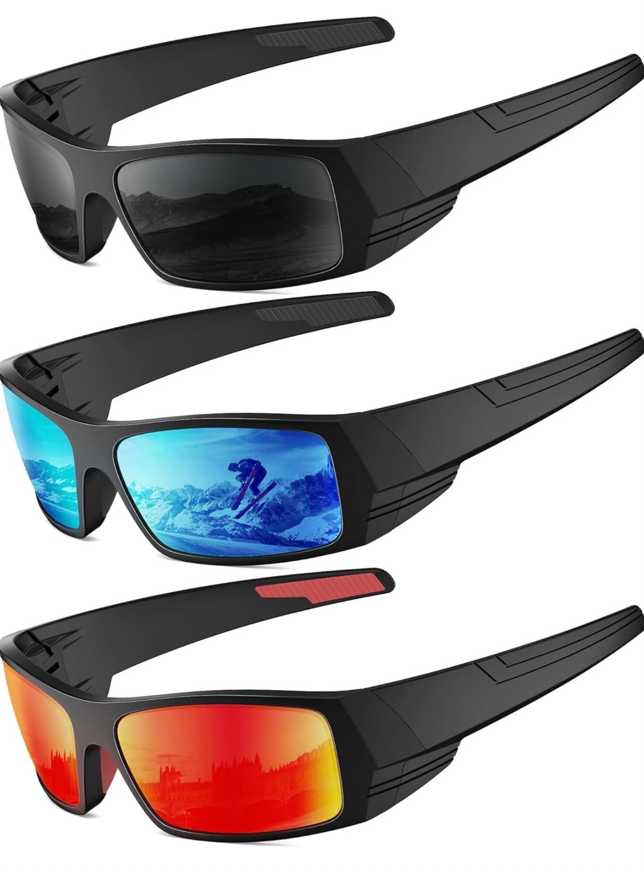 Sports Sunglasses-Men Polarized Mens-Sunglasses: Wrap Around Sun Glasses for Cycling Fishing with UV400 Protection