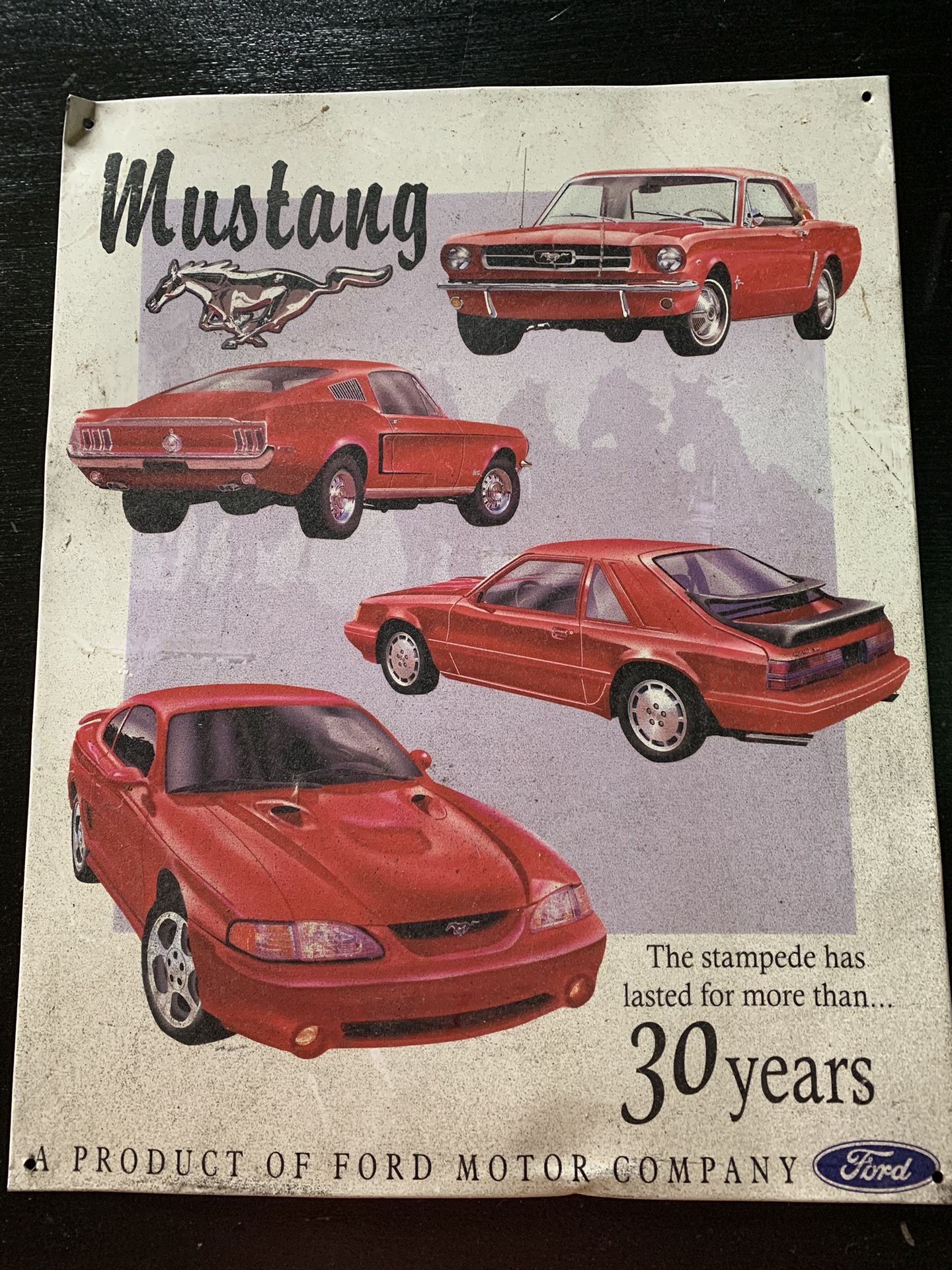 Ford Mustang 30 Year Tribute TIN SIGN metal poster vintage garage wall decor