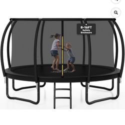 New in box  Trampoline  14FT , Recreational Trampolines with Enclosure Net and Ladder, Outdoor Anti-Rust Trampolines for Kids and Adults