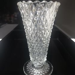 7.75" Vintage Clear Indiana Glass Footed Trumpet Vase