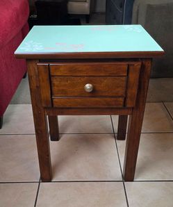 End Table with Floral Stencil