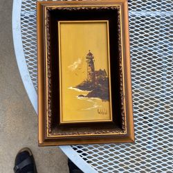 Gold Lighthouse Painting