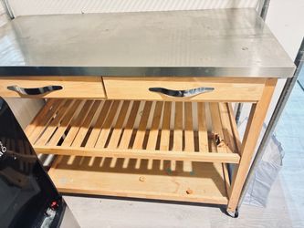 Island wood and stainless steel top