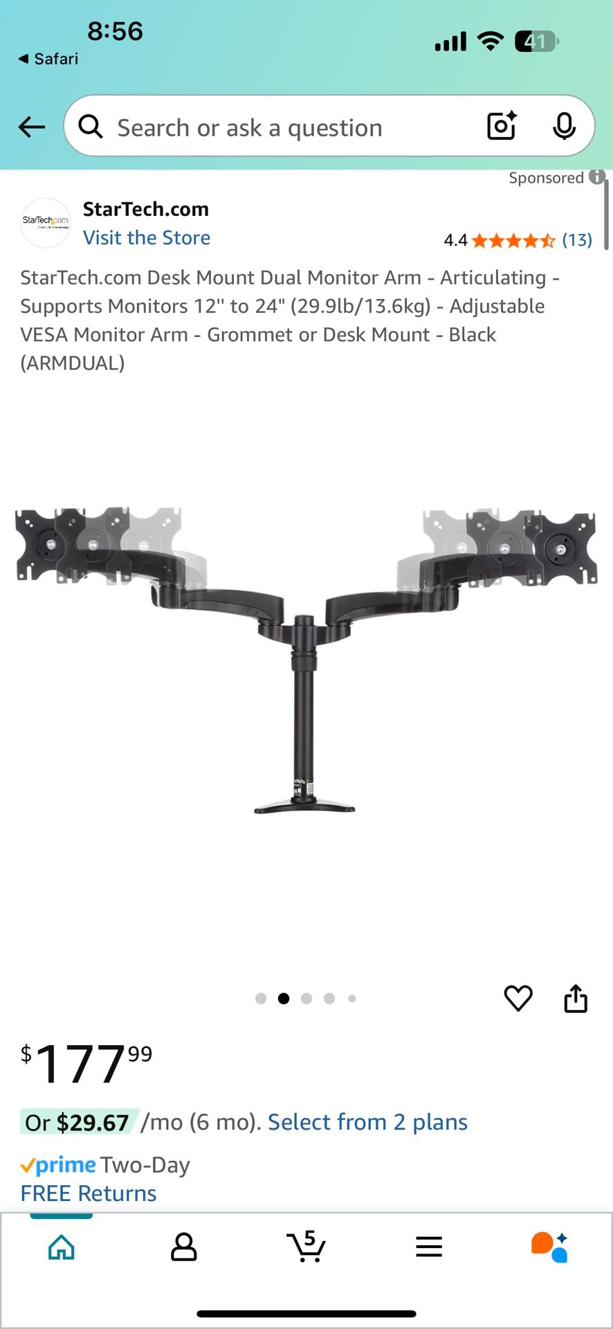 https://offerup.com/redirect/?o=U3RhclRlY2guY29t Desk Mount Dual Monitor Arm