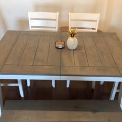Refinished Wood Dining Set - 6 Pieces