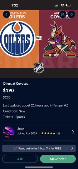 Oilers Vs Coyotes.  NHL 