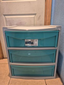 Your Zone 3-Drawer Wide Plastic Storage Cart .See pictures