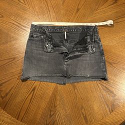 Free People Black Denim Mini Skirt 