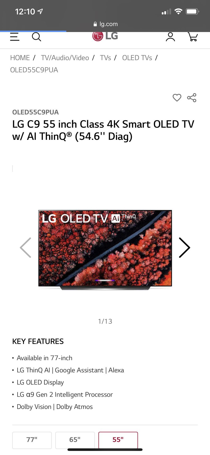 55’ LG C9 OLED TV