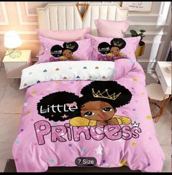 Brand New Twin 3pcs Soft, Comfortable Black Little Princess Duvet Cover Set - 1 Duvet Cover and 2 Pillowcases (Without Core)