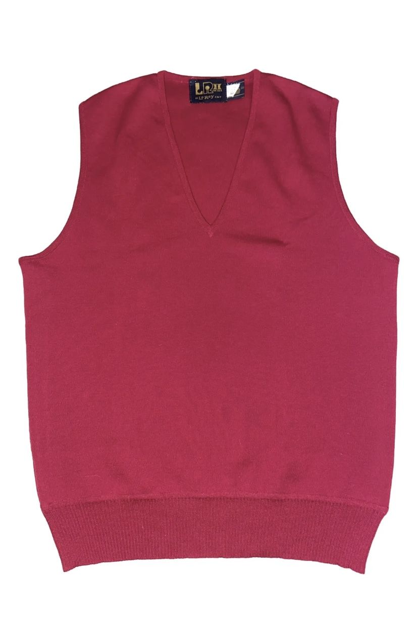Vintage LR II LeRoy 100% Wool Mens Sweater Vest Burgundy Size M