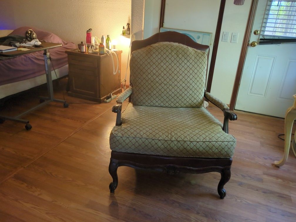 Leather Back Ethan Allen wide chair
