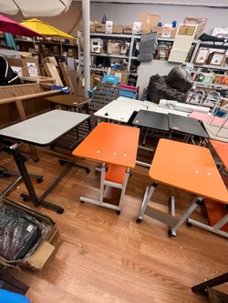 Orange Rolling Laptop Desk with Adjustable Height