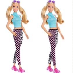 lot Of 2 New Mattel Barbie Fashionistas Doll #158, Blonde Hair, Malibu Top & Leggings, GRB50