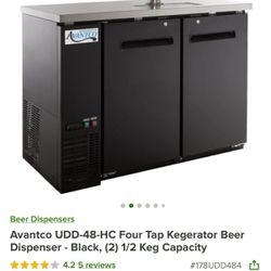 Avantco 4 tap kegerator fridge never used