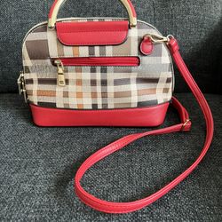 Plaid Purse with Red Trim NEW