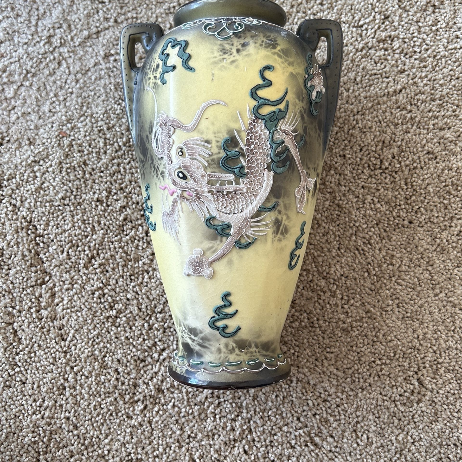 Nippon Miyako Hand Painted with Raised Dragon Vase