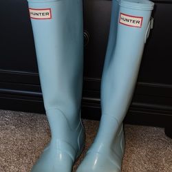 Teal Blue Hunter Rain Boots Size 5
