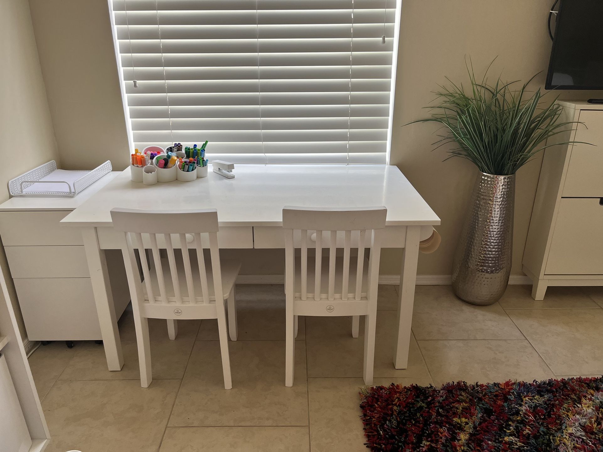 Pottery Barn Kids Desk/Activity Table + Chairs