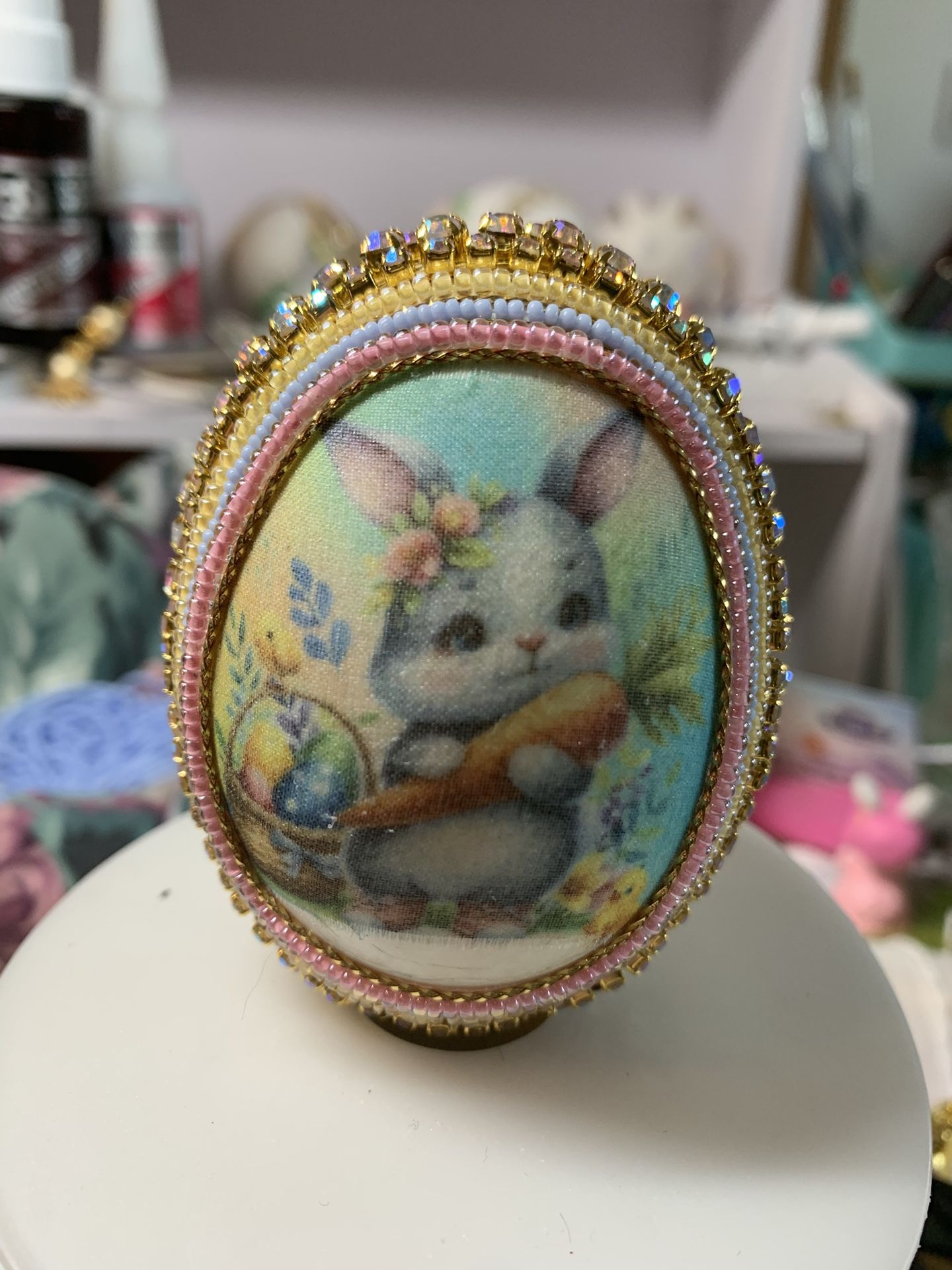 Real Duck Egg Decorated Easter Bunny