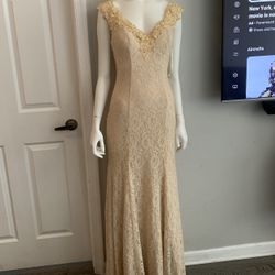 Champagne/ Gold Lace Bridesmaid Dress 