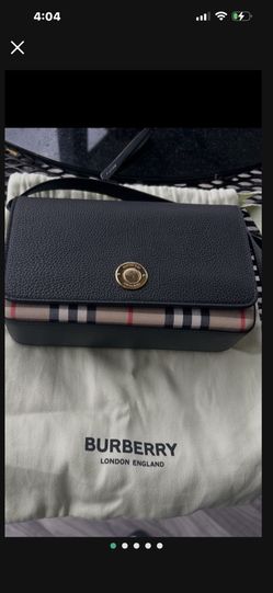 Burberry Grainy Calfskin Vintage Check Hampshire Crossbody Black