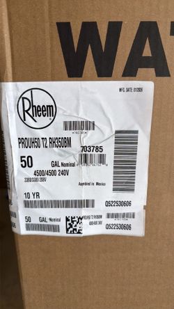 Brand New Rheem 50 gallon Heat Pump Hybrid Water Heater 50g 240v