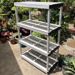 4 Tier Plastic Storage Shelving: 36”W x 18”D x 55.5”H- $30 Each