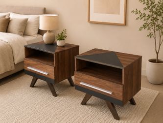 🔥 Modern Walnut Bedroom Set – Dresser + Nightstands | Mid Century Modern | Contemporary Faux wood