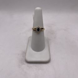 14kt Gold Engagement Style Ring w/ Sapphire And Dia Chips