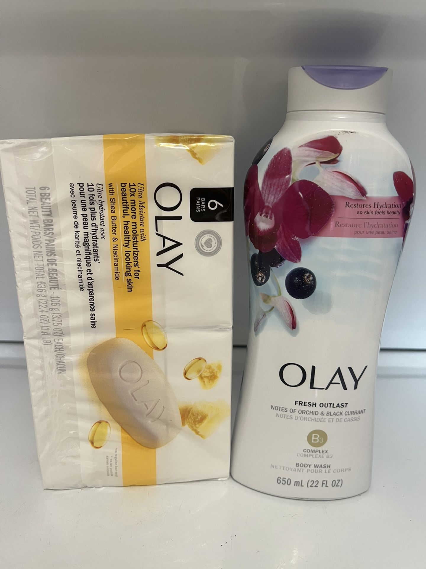Olay body wash and bar soap 2 x $11