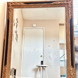 60”x40” Antique Mirror With Gold Leaf Detailing