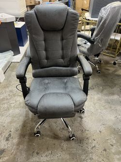  6 Point Vibrating Massage Office Chair with Heat, Microfiber High Back Executive Office Chair with Reclining Backrest, Padded Armrests and Remote,  $