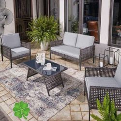 ASHLEY LAINEY OUTDOOR PATİO SET LOVE/CHAIRS/TABLE SET (SET OF 4) 