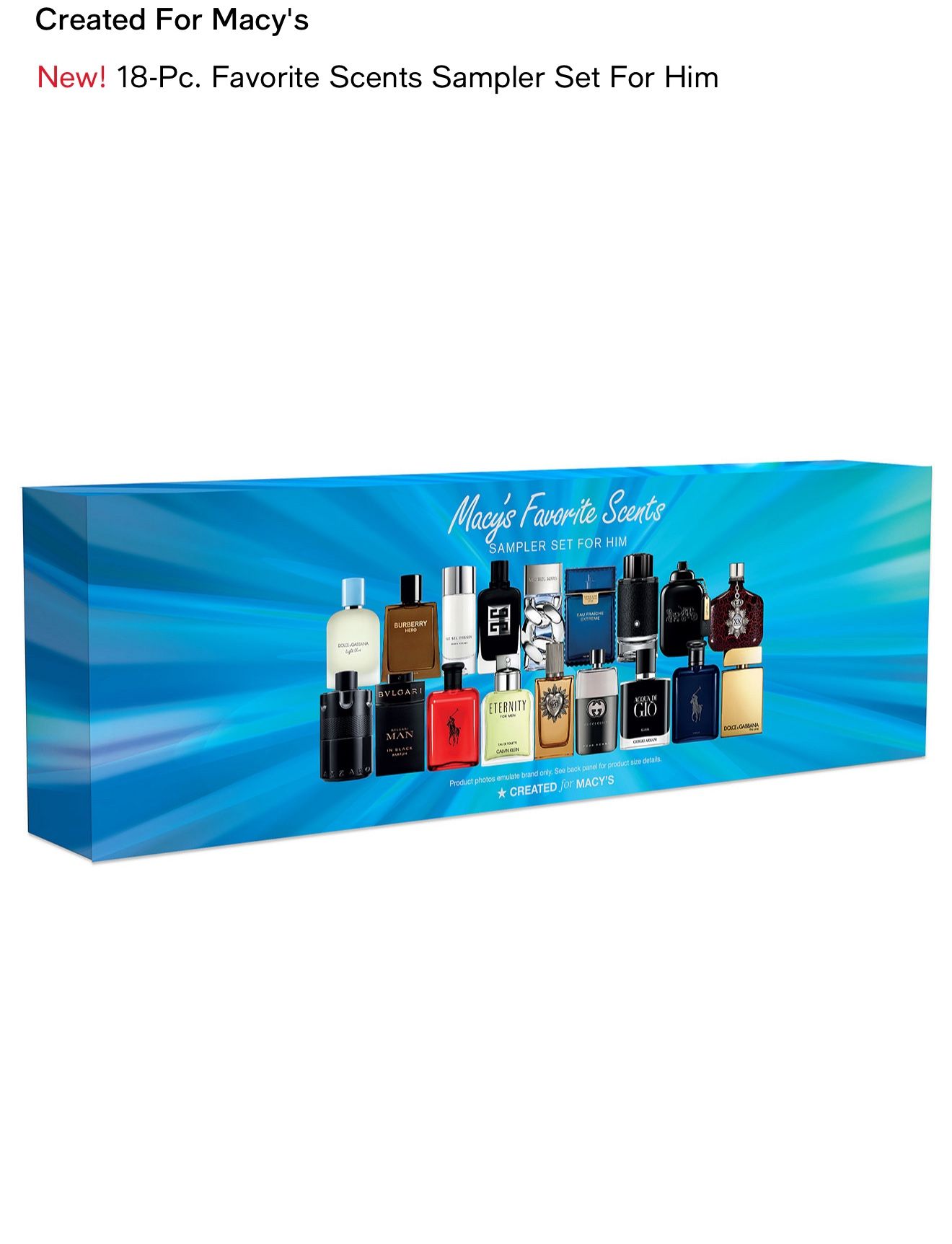 New! 18 Pc. Favorite Scents Sampler Set For Him