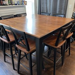 Pub Table With  8 Swivel Chairs