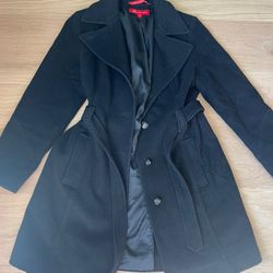 ANNE KLEIN AK Women Black Wool Peacoat Size PM