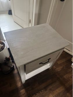 Pottery Barn Stratton nightstand , pair of 2, in brushed  fog, 4 years old