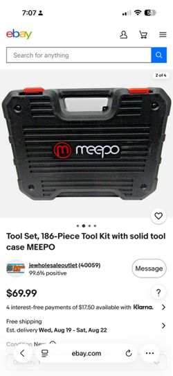 Brand new Meepo 186pcs home repair tool kit