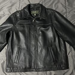 Eddie Bauer Men’s Leather Jacket -  Black - XL Tall