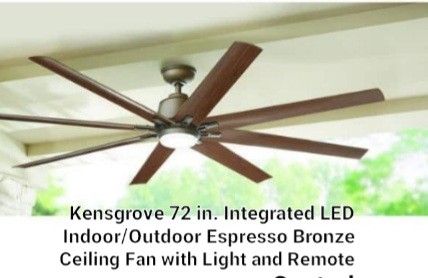Brand New Kens Grove 72 In Intergrade Led Indoor / Outdoor Espresso Bronze With Remote Control