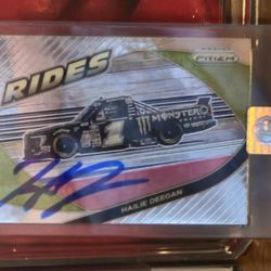 2022 Hailie Deegan Panini Prizm Racing trading card No. 65 Aurographed w/COA sealed Gem Mint Condition.